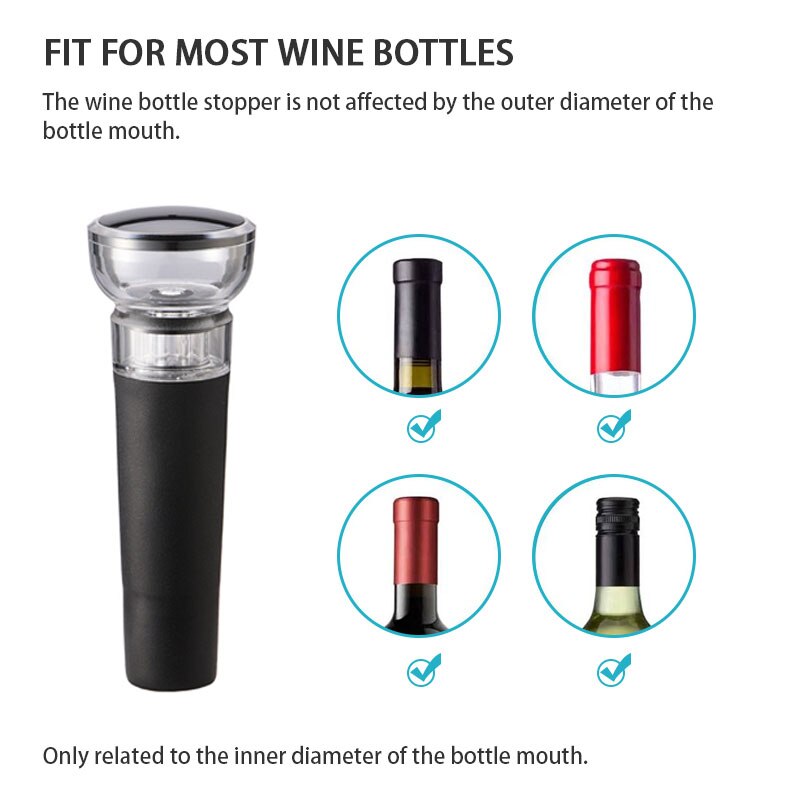 Wine Stoppers, Vacuum Wine Stopper, Silicone Bottle Stoppers with Built-in Vacuum Wine Saver Pump Keep Wine Fresh Sealing