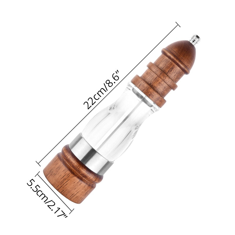 Wooden Salt and Pepper Grinder Set - Wood and Acrylic Mills, Adjustable coarseness ceramic grinder