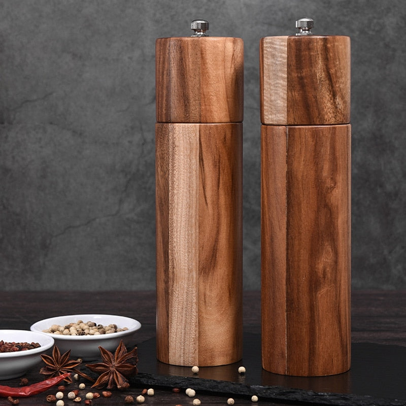 Wooden Salt and Pepper Grinders, Manual, Sea Salt and Pepper Mills for Seasoning, Meal Prep, Cooking, Serving, Dining, Tableware