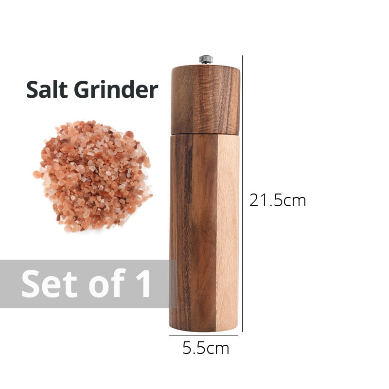 Wooden Salt and Pepper Grinders, Manual, Sea Salt and Pepper Mills for Seasoning, Meal Prep, Cooking, Serving, Dining, Tableware